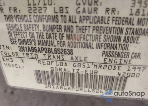 2011 Nissan Sentra 2.0S из США, поврежденный, VIN 3N1AB6AP0BL652638